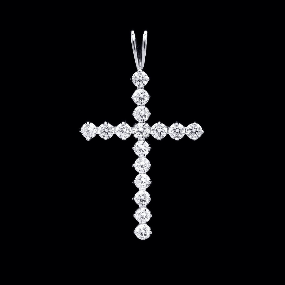 1ct Created Diamond Cross Pendant Real 14k White Gold Crucifix Charm